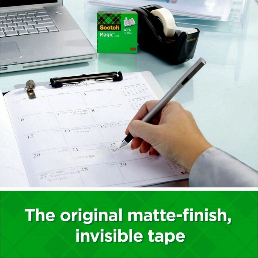 Scotch 3/4"W Magic Tape - 27.78 yd Length x 0.75" Width - 1" Core - Matte - Clear - Split Resistant, Tear Resistant - 16