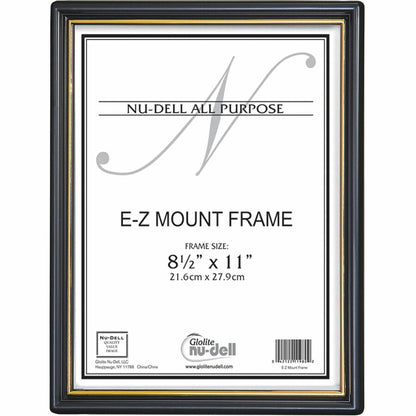 Golite nu-dell EZ Mount Wall Frame - Holds 8.50" x 11" Insert - Plastic - Black, Gold - 1 Each