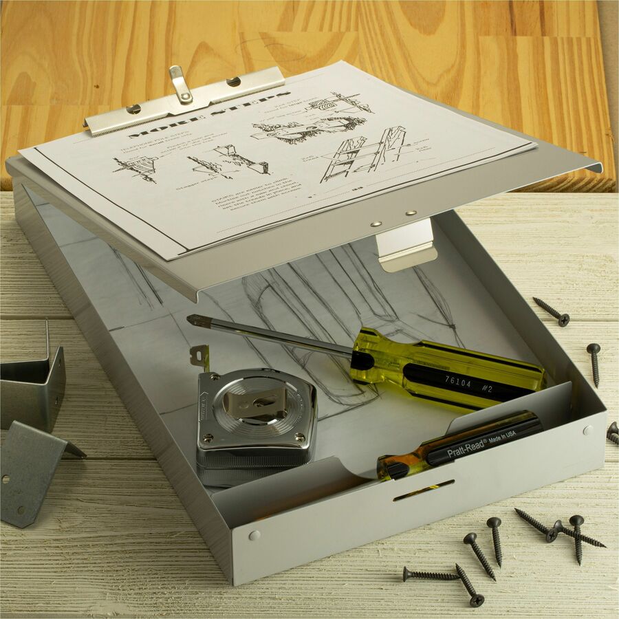Officemate Storage Form Holder - 1" Clip Capacity - Storage for Stationary - 8 1/2" x 12" Sheet Size - Aluminum - 1 Each