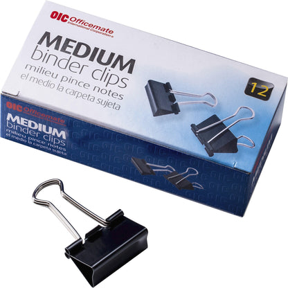 Officemate Binder Clips - Medium - 2.4" Width - 0.62" Size Capacity - for File - Corrosion Resistant, Durable - Black - 