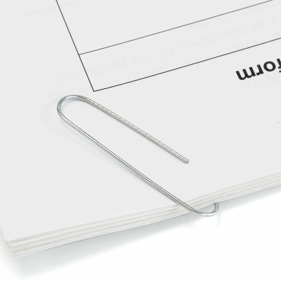 Officemate Giant Nonskid Paper Clips - Jumbo - 2" Length x 0.5" Width - Silver - Steel - 100/Box - 10 / Pack