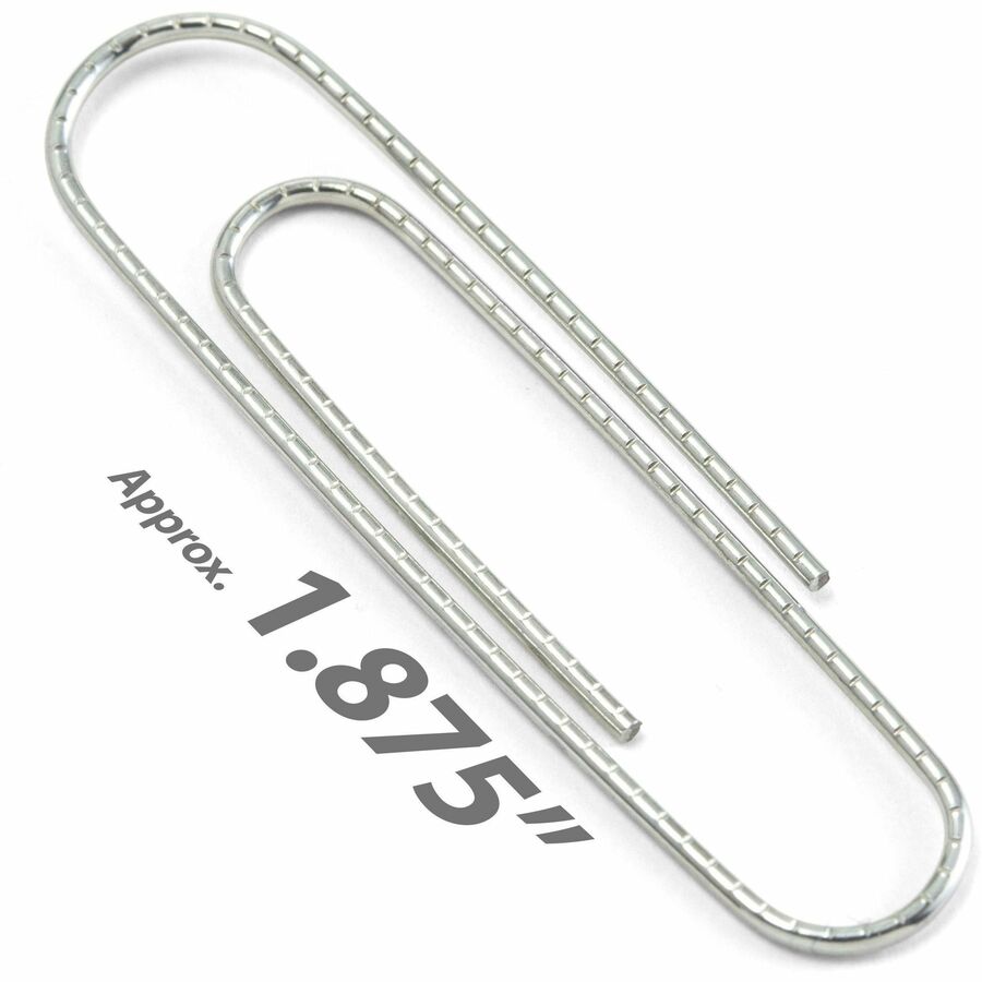 Officemate Giant Nonskid Paper Clips - Jumbo - 2" Length x 0.5" Width - Silver - Steel - 100/Box - 10 / Pack
