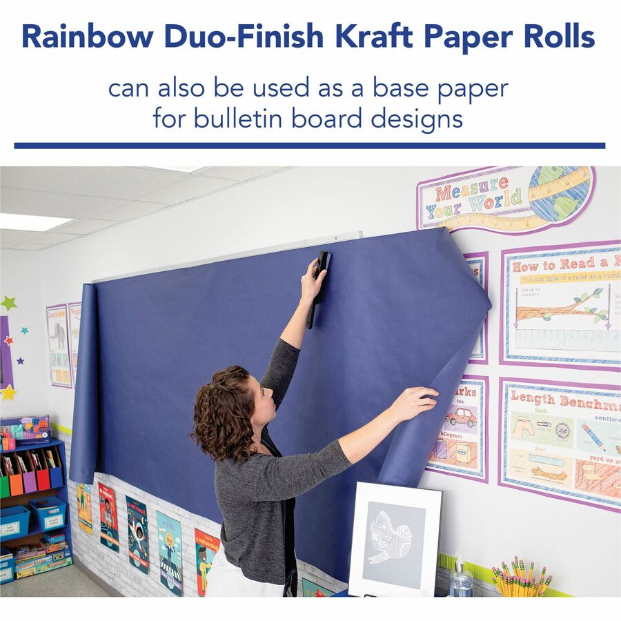 Rainbow Duo-Finish Kraft Paper - ClassRoom Project - 36" Width x 1000 ft Length - White - Kraft - 1 Roll