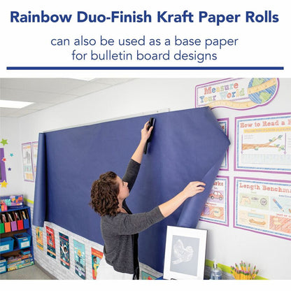 Rainbow Colored Kraft Duo-Finish Kraft Paper - ClassRoom Project - 36" Width x 1000 ft Length - Brite Blue - Kraft - 1 R
