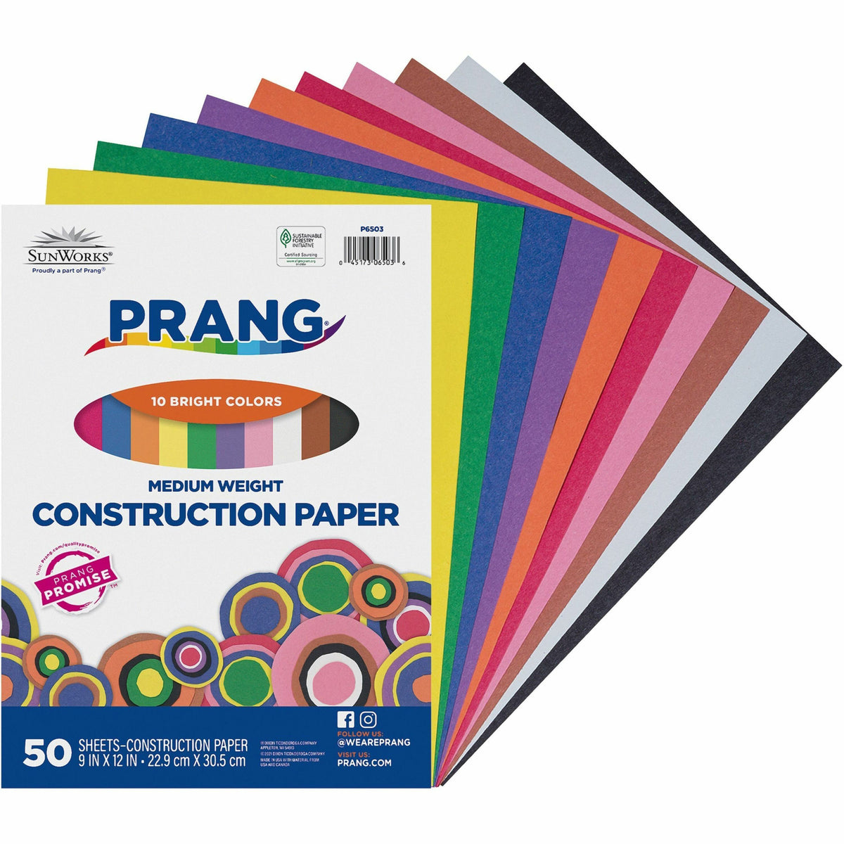 Prang Construction Paper - Multipurpose - 9" Width x 12" Length - Assorted - 50 / Pack