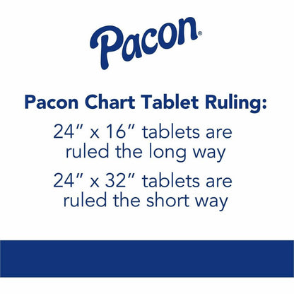 Pacon Ruled Chart Tablet - 25 Sheets - Spiral Bound - Ruled Front Ruling - 1" Ruled - 24" x 32" Sheet Size - White Paper