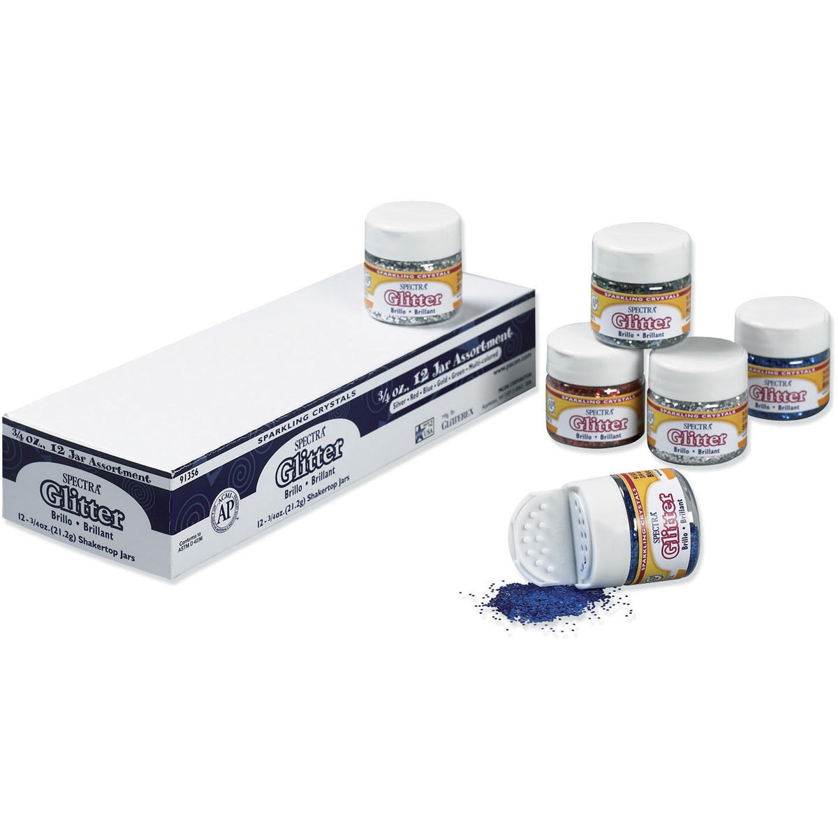 Spectra Glitter Sparkling Crystals - 5 Color(s) - Assorted - 0.75 oz - 1 Set