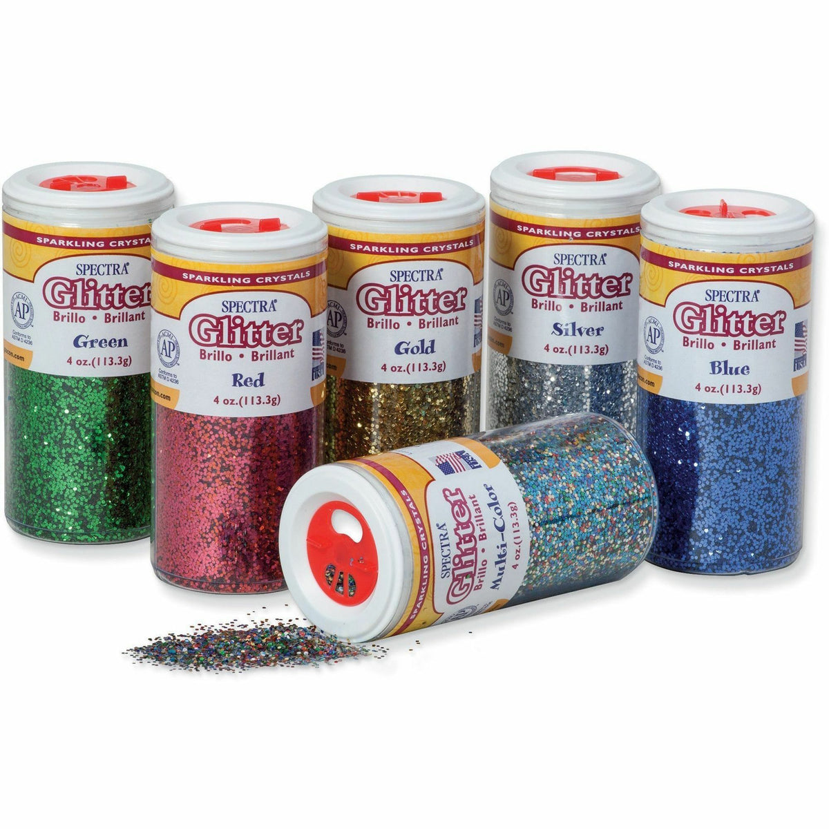 Spectra Glitter Sparkling Crystals - 6 Color(s) - Assorted - 4 oz - 6 / Set