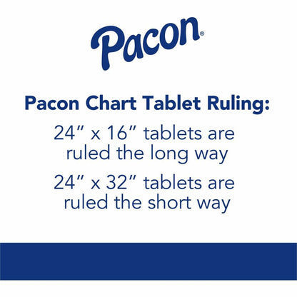 Pacon Chart Table - 70 Sheets - Glue - Ruled Front Ruling - 1" Ruled - Unruled Margin - 24" x 32" Sheet Size - White Pap