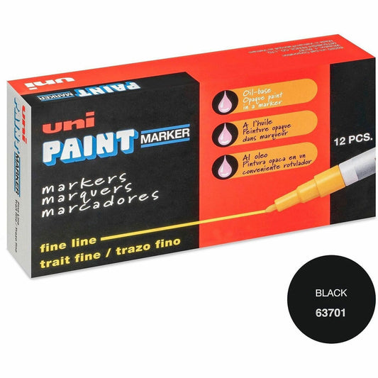 uniball™ uni-Paint PX-21 Oil-Based Paint Marker - Retractable - Black Ink - Rubber Barrel - 1 Each
