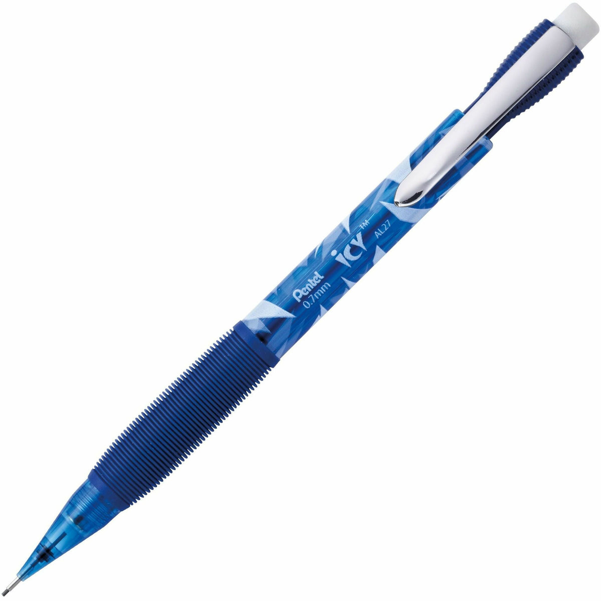 Pentel Icy Mechanical Pencil - 0.7 mm Lead - #2 - Refillable - Blue Barrel - 12 / Dozen
