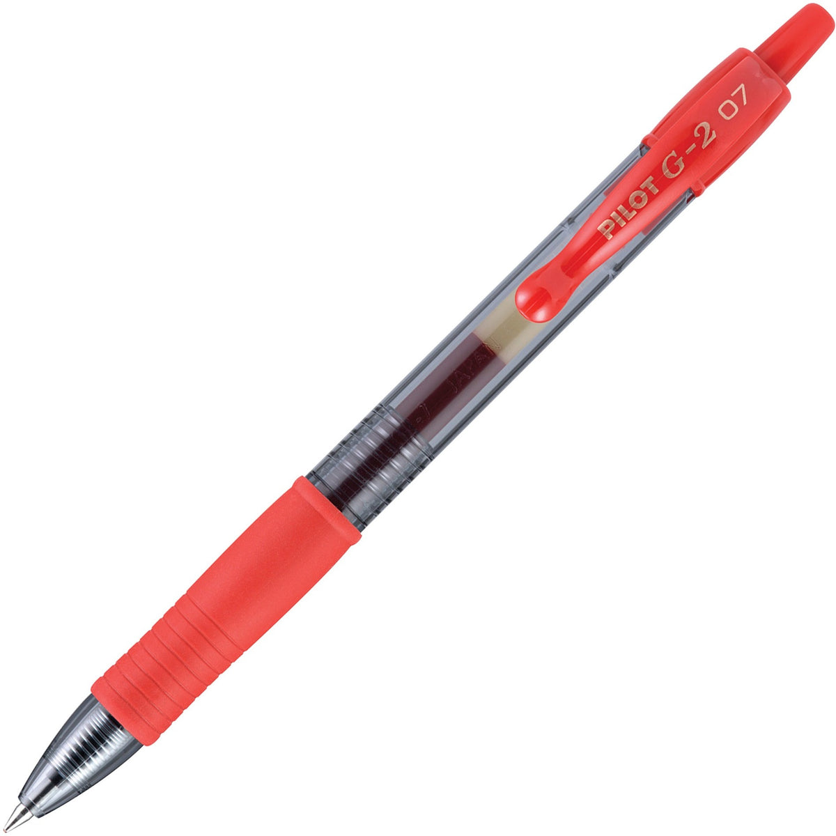 G2 Premium Gel Ink Retractable Pens - Fine 0.7mm Point Size - Refillable - Retractable - Red Gel-based Ink - Clear Barre