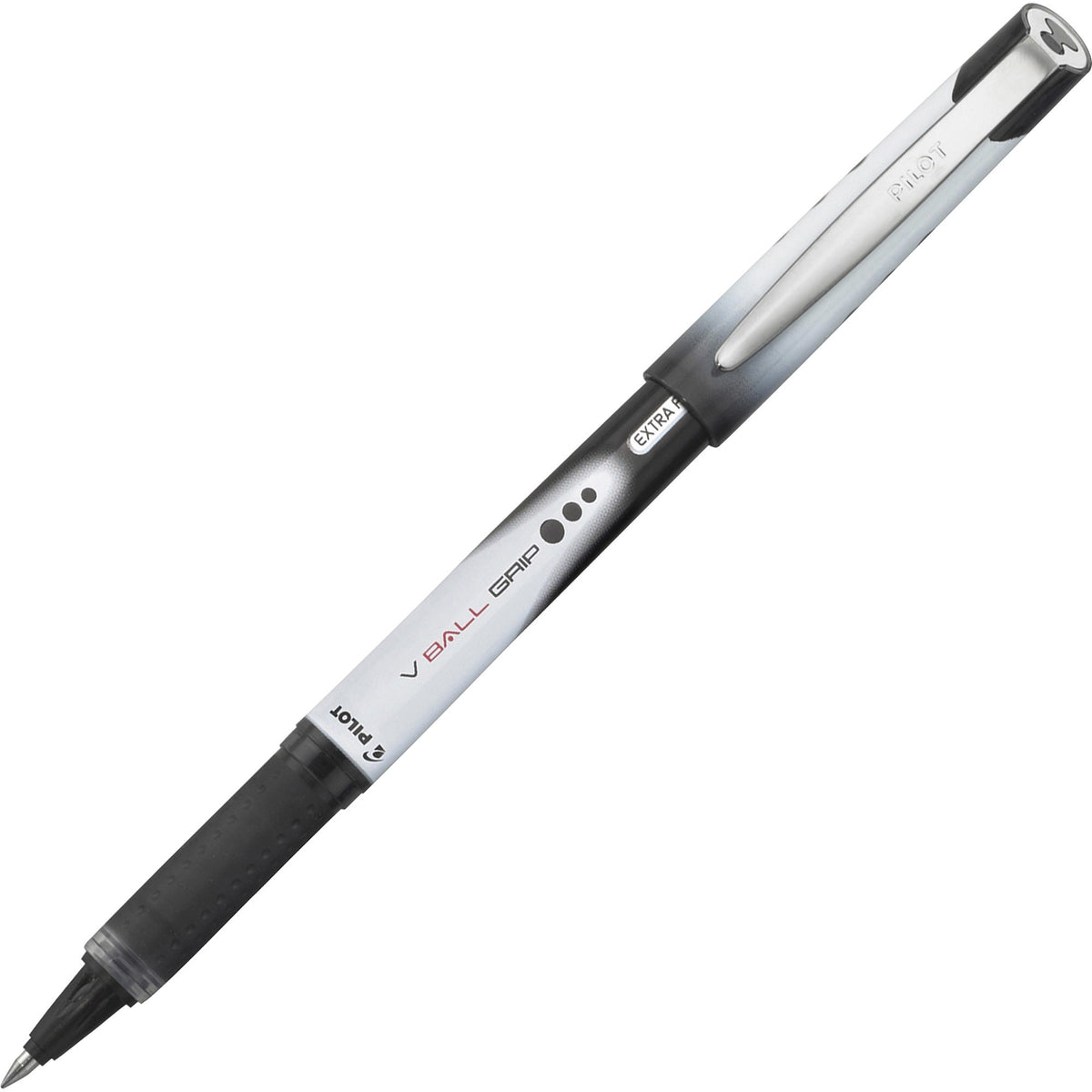 Pilot Vball Grip Liquid Ink Rollerball Pens - 0.5 mm Fine Pen Point - Black Ink - Metal Barrel - 12 / Dozen