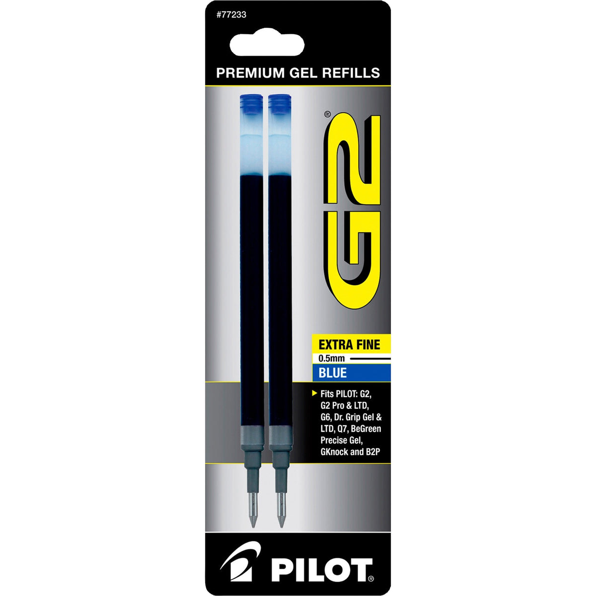 Pilot G2 Premium Gel Ink Pen Refills - 0.50 mm , Extra Fine Point - Blue Ink - Smear Proof - 2 / Pack