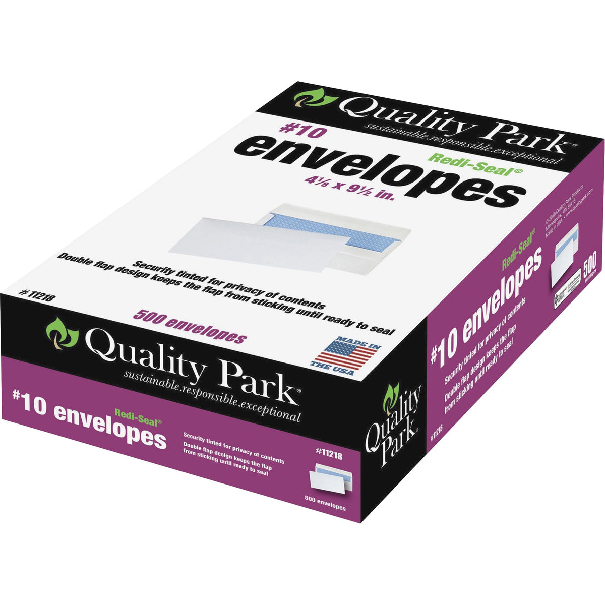 Quality Park No. 10 Security Tinted Envelopes with Self-Seal Closure - Security - #10 - 4 1/8" Width x 9 1/2" Length - 2