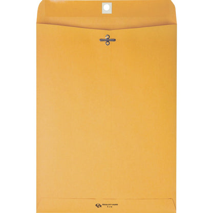 Quality Park 9 x 12 Clasp Envelopes with Deeply Gummed Flaps - Clasp - #90 - 9" Width x 12" Length - 28 lb - Gummed - Kr