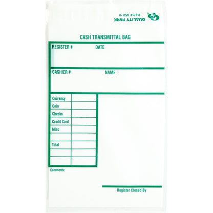 Quality Park Cash Transmittal Bags with Redi-Strip - 9" Length x 6" Width - White - Transporting - 100 / Pack