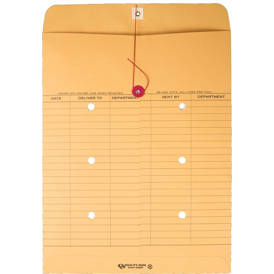 Quality Park 10 x 13 Inter-Departmental Envelopes - Inter-department - 10" Width x 13" Length - 28 lb - String/Button - 