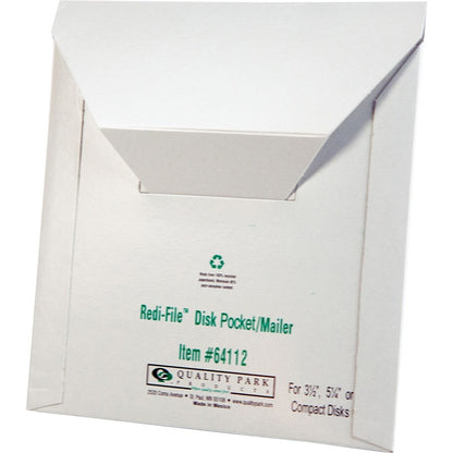 Quality Park 5 1/4" Economy Disk Mailers - Disc/Diskette - 6" Width x 5 7/8" Length - White - Paperboard - 10 / Pack