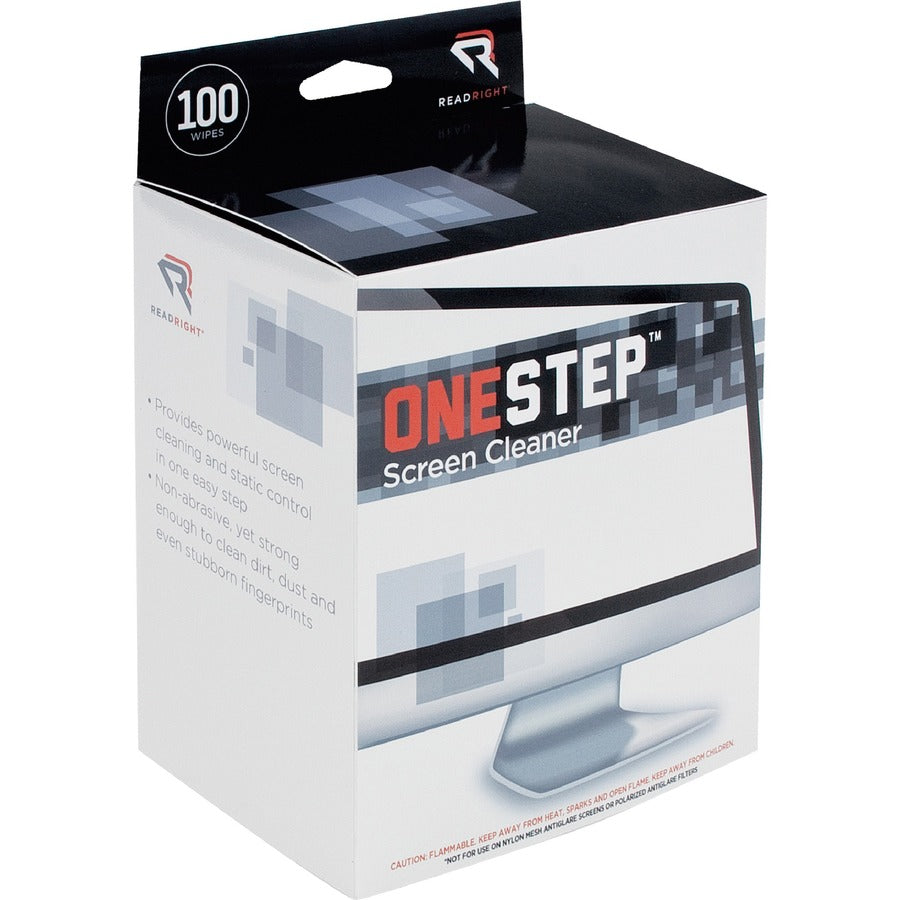 Advantus Read/Right One-Step Screen Cleaning Wipes - For Display Screen - Streak-free, Anti-static - 100 / Box