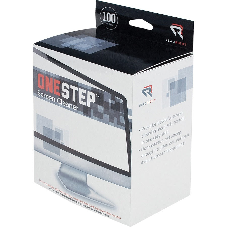Advantus Read/Right One-Step Screen Cleaning Wipes - For Display Screen - Streak-free, Anti-static - 100 / Box