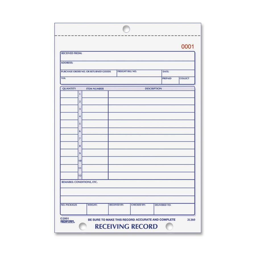 Rediform Carbonless Receiving Record Slip Book - 50 Sheet(s) - Stapled - 3 Part - Carbonless Copy - 5.50" x 7.87" Sheet 
