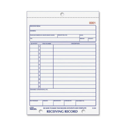 Rediform Carbonless Receiving Record Slip Book - 50 Sheet(s) - Stapled - 3 Part - Carbonless Copy - 5.50" x 7.87" Sheet 