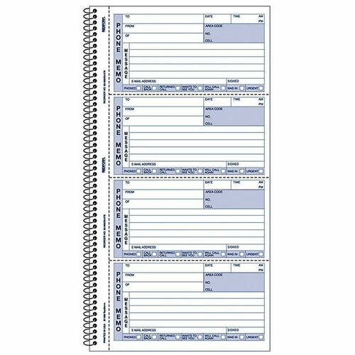 Rediform Memo Style Phone Message Book - 400 Sheet(s) - Spiral Bound - 2 Part - Carbonless Copy - 5.75" x 11" Sheet Size