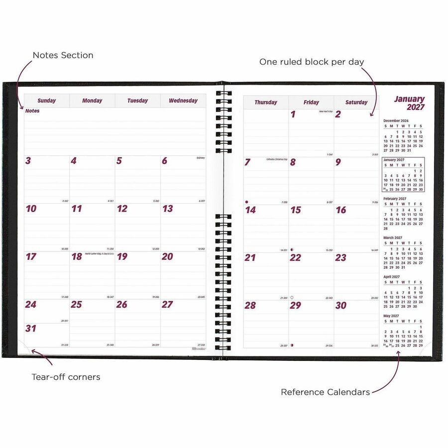 Brownline CoilPro Monthly Planner - Julian Dates - Monthly - 14 Month - December 2026 to January 2028 - 1 Month Double P