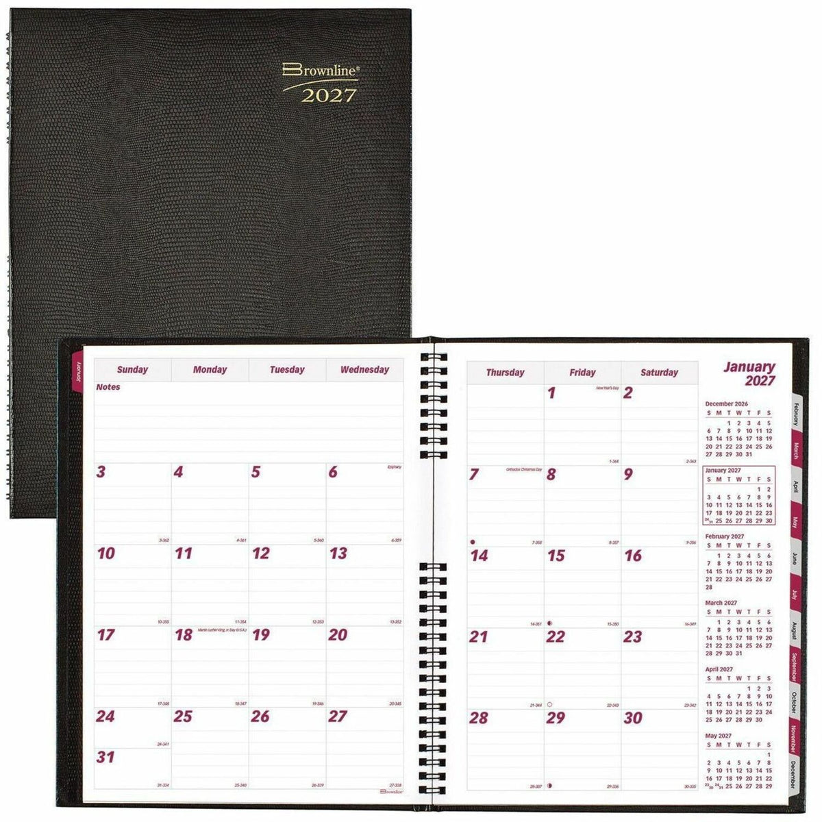 Brownline CoilPro Monthly Planner - Julian Dates - Monthly - 14 Month - December 2026 to January 2028 - 1 Month Double P