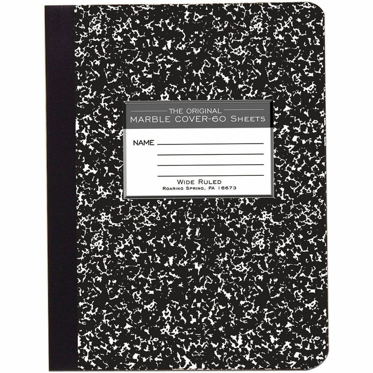Roaring Spring Wide Ruled Hard Cover Composition Book - 60 Sheets - 120 Pages - Printed - Sewn/Tapebound - Both Side Rul