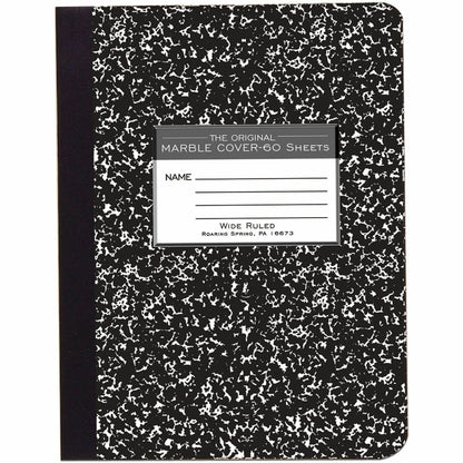 Roaring Spring Wide Ruled Hard Cover Composition Book - 60 Sheets - 120 Pages - Printed - Sewn/Tapebound - Both Side Rul
