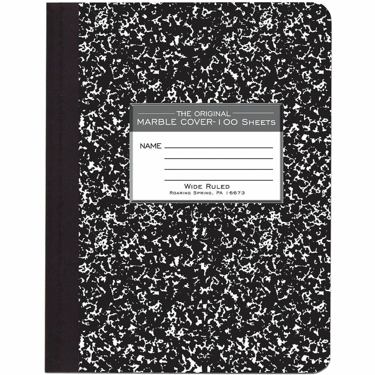 Roaring Spring Wide Ruled Hard Cover Composition Book - 100 Sheets - 200 Pages - Printed - Sewn/Tapebound - Both Side Ru