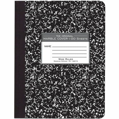 Roaring Spring Wide Ruled Hard Cover Composition Book - 100 Sheets - 200 Pages - Printed - Sewn/Tapebound - Both Side Ru