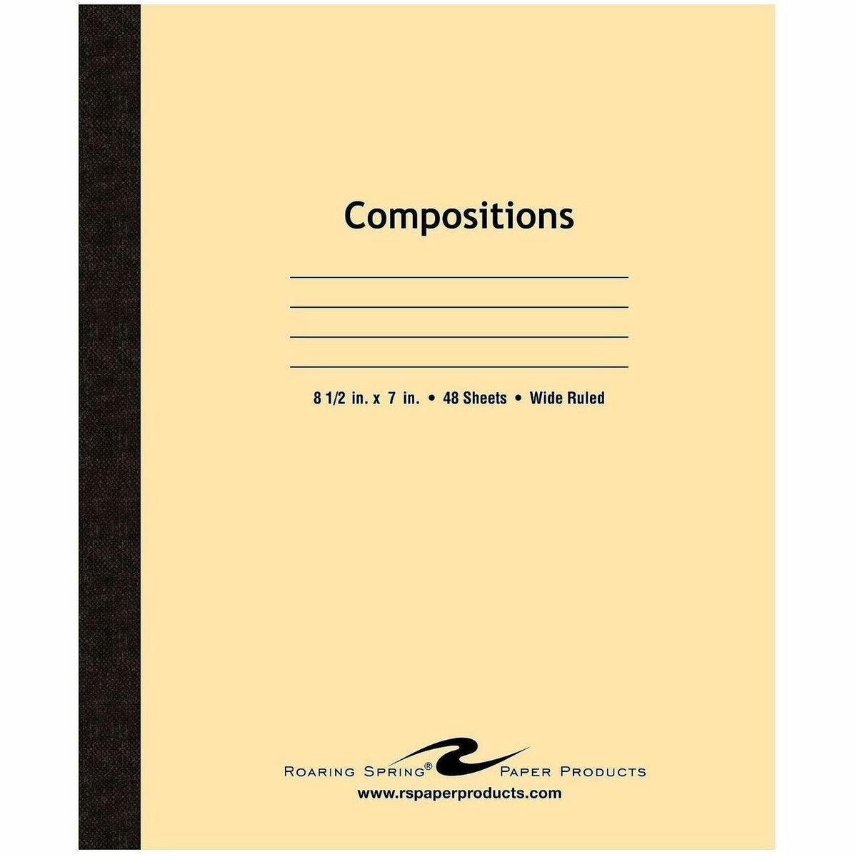 Roaring Spring Wide Ruled Flexible Cover Composition Book - 48 Sheets - 96 Pages - Printed - Sewn/Tapebound - Both Side 