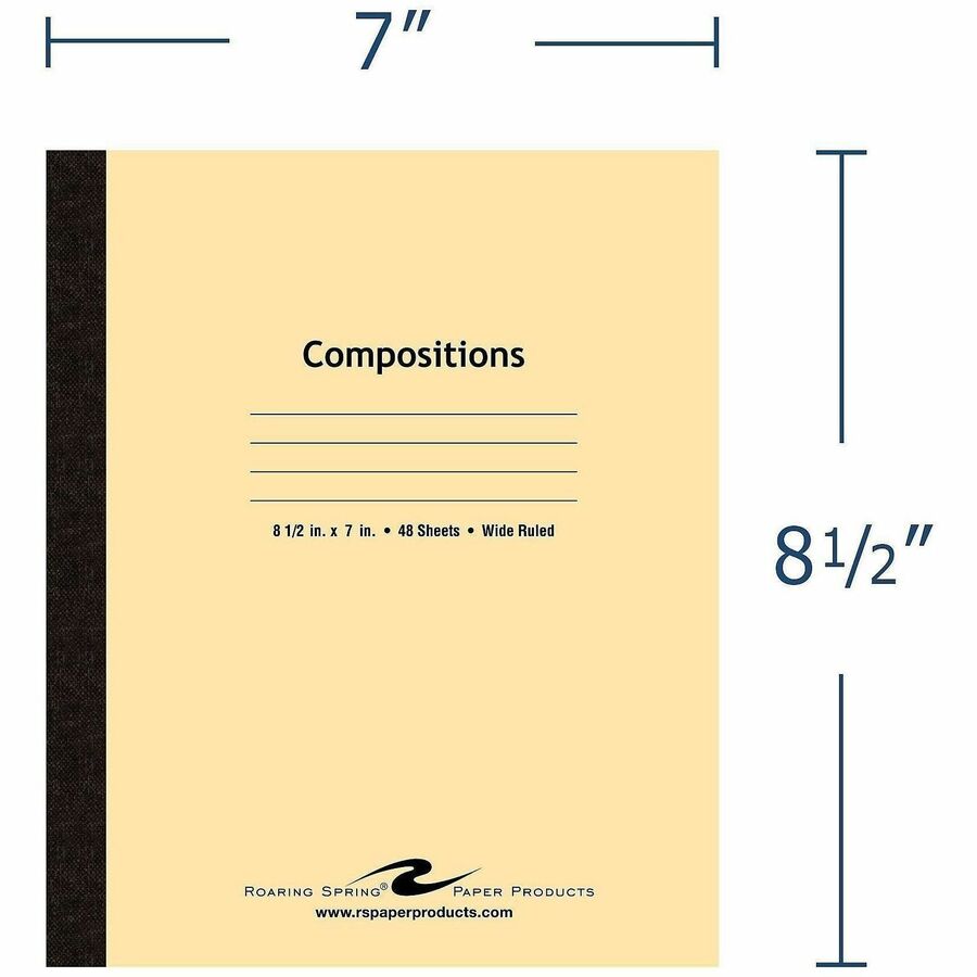 Roaring Spring Wide Ruled Flexible Cover Composition Book - 48 Sheets - 96 Pages - Printed - Sewn/Tapebound - Both Side 