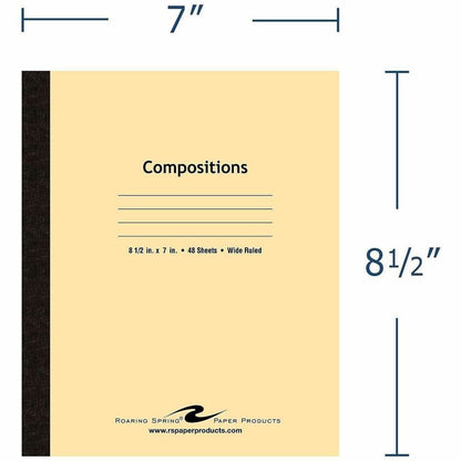 Roaring Spring Wide Ruled Flexible Cover Composition Book - 48 Sheets - 96 Pages - Printed - Sewn/Tapebound - Both Side 
