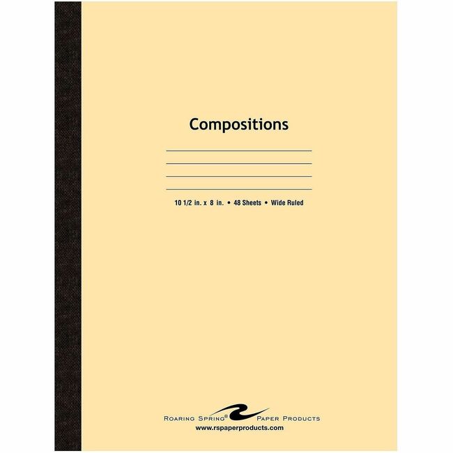 Roaring Spring Wide Ruled Flexible Cover Composition Book - 48 Sheets - 96 Pages - Printed - Sewn/Tapebound - Both Side 