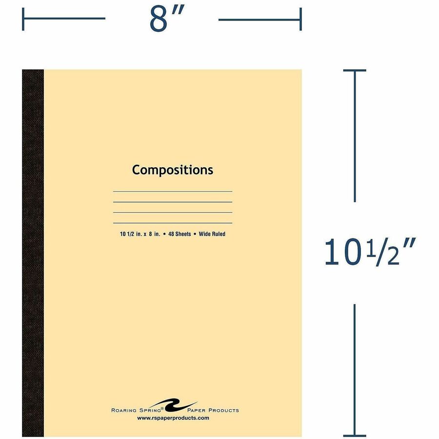 Roaring Spring Wide Ruled Flexible Cover Composition Book - 48 Sheets - 96 Pages - Printed - Sewn/Tapebound - Both Side 