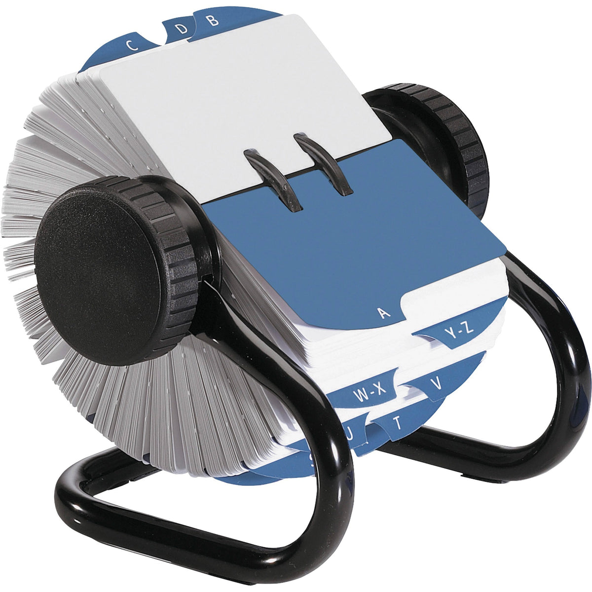 Rolodex Open Classic Rotary Files - 500 Card Capacity - For 2.25" x 4" Size Card - 24 A to Z Index Guide - Black - Metal