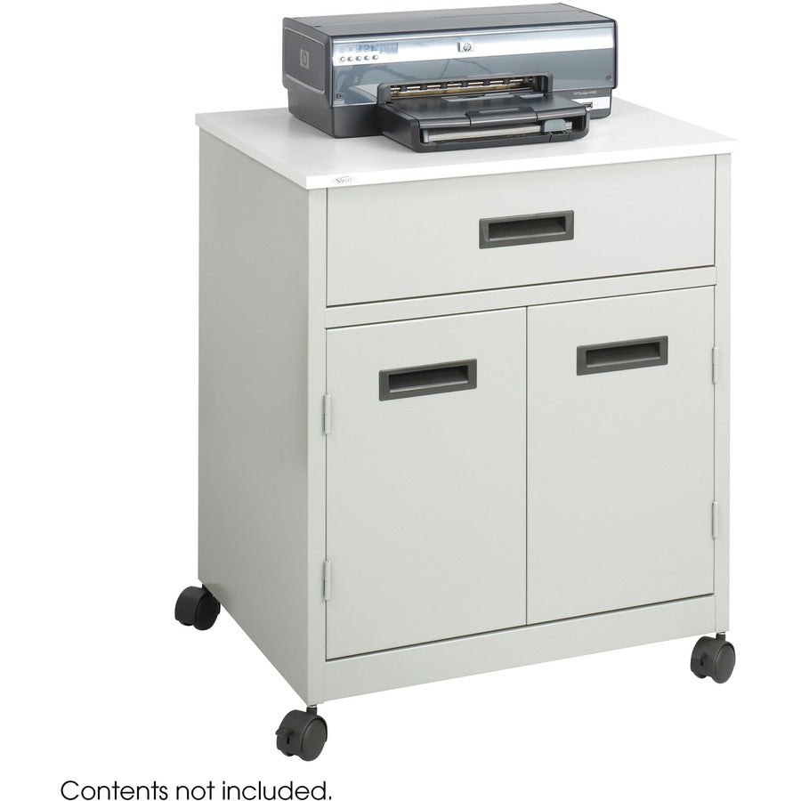 Safco Steel Mobile Machine Stand with Drawer - 200 lb Load Capacity - 2 x Shelf(ves) - Hinged Door - 29.75" Height x 25"