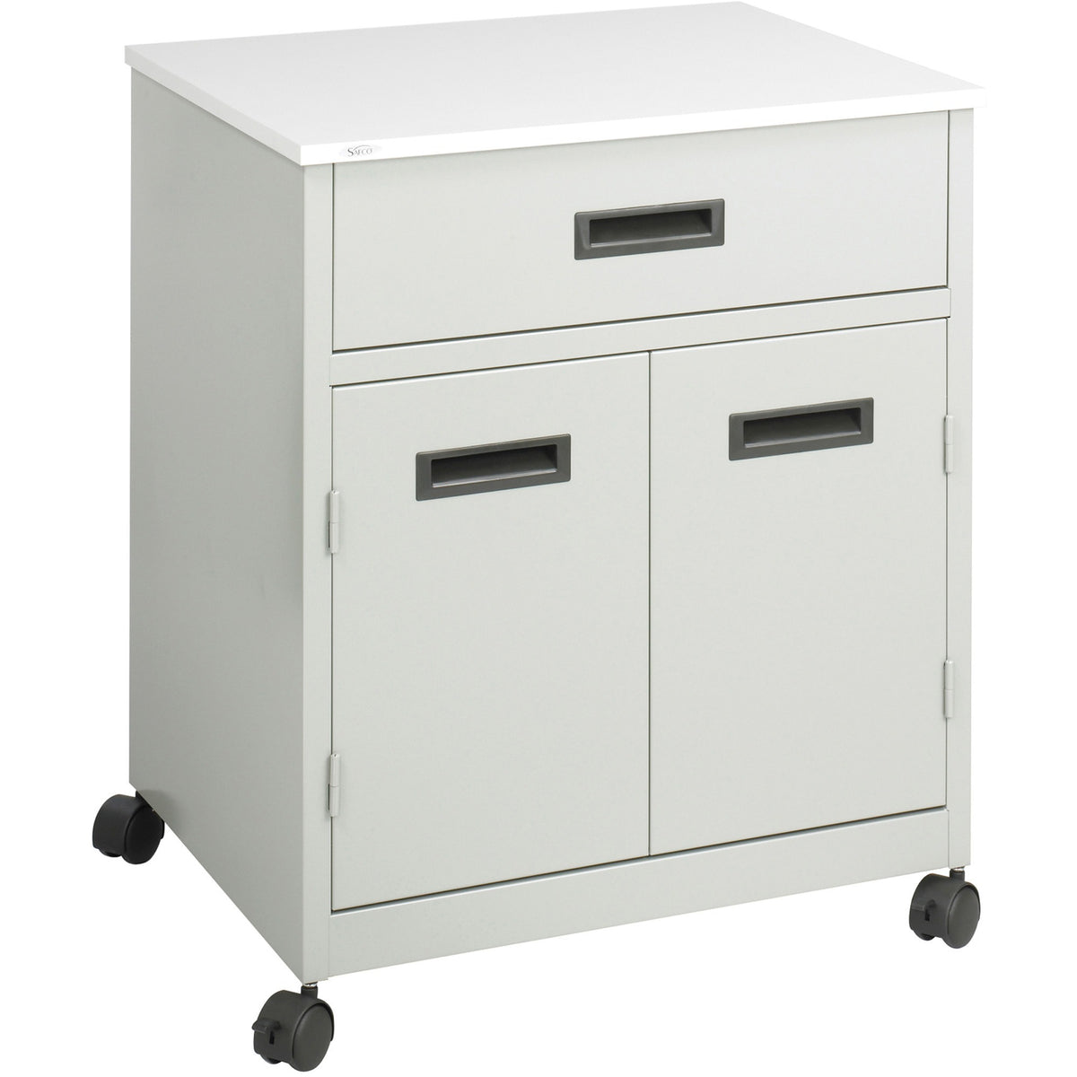 Safco Steel Mobile Machine Stand with Drawer - 200 lb Load Capacity - 2 x Shelf(ves) - Hinged Door - 29.75" Height x 25"