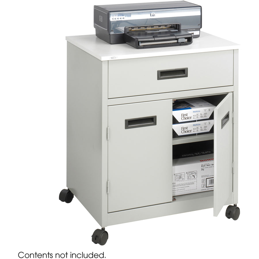 Safco Steel Mobile Machine Stand with Drawer - 200 lb Load Capacity - 2 x Shelf(ves) - Hinged Door - 29.75" Height x 25"