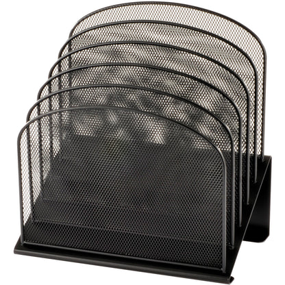 Safco Onyx Wire Mesh Desktop Organizer - 5 Compartment(s) - Compartment Size : 1" - 12" Height x 11.25" Width x 7.25" De