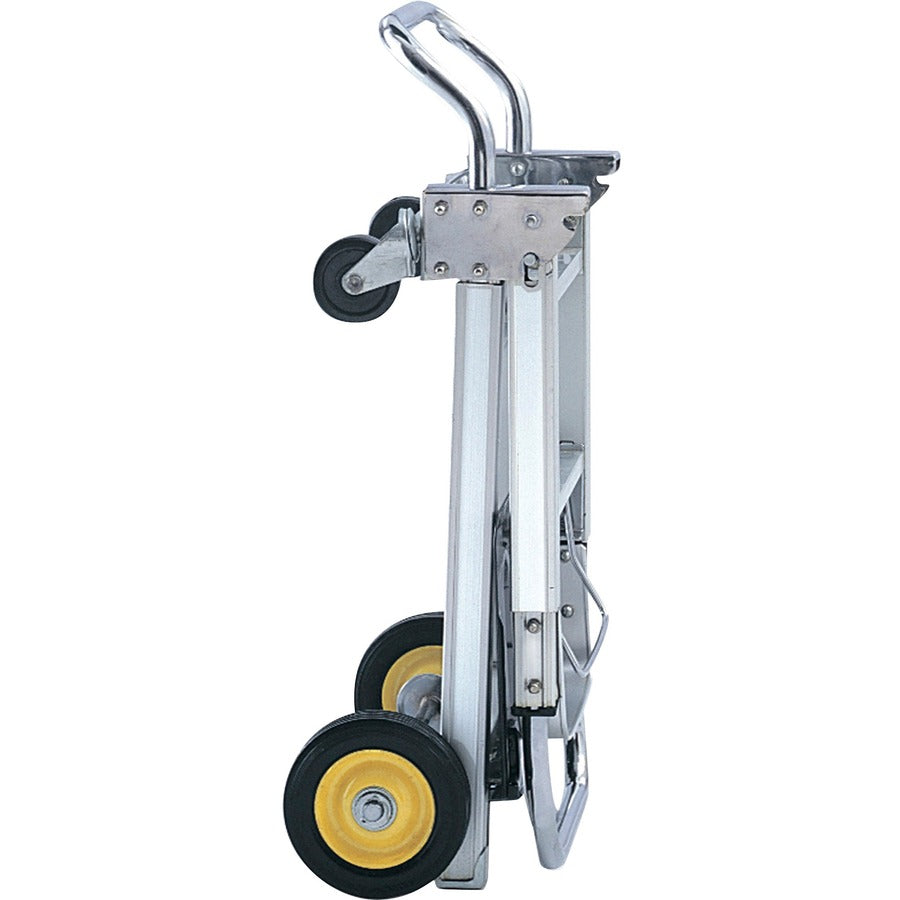 Safco HideAway Convertible Hand Truck - 400 lb Load Capacity - 4 Casters - 6" , 3" Caster Size - Aluminum - 1 Each