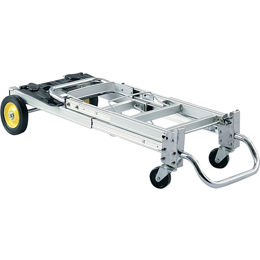 Safco HideAway Convertible Hand Truck - 400 lb Load Capacity - 4 Casters - 6" , 3" Caster Size - Aluminum - 1 Each