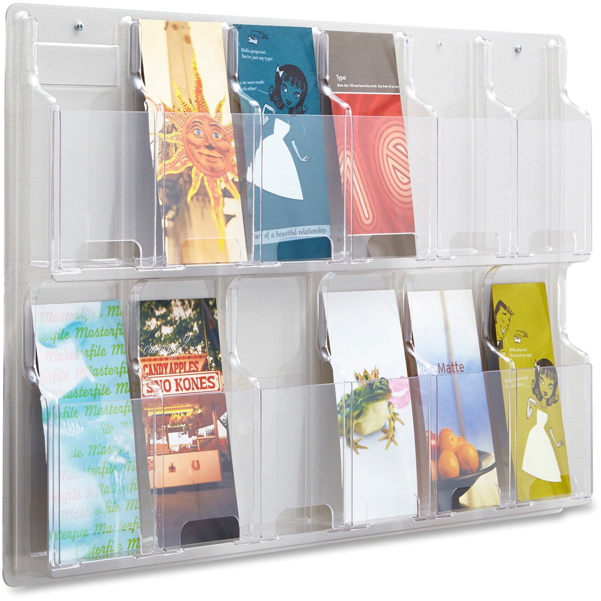 Safco 12 Pamphlet Pocket Display Rack - 12 Pocket(s) - 20.37" Height x 30" Width x 2" Depth - Break Resistant - Clear - 