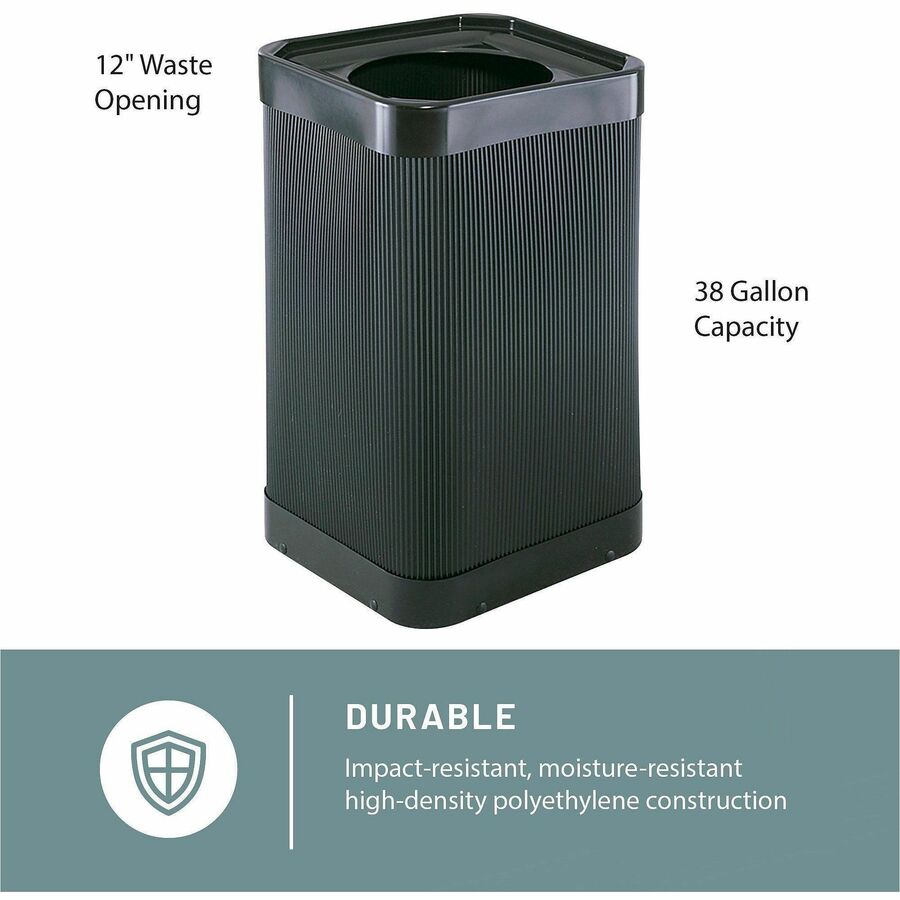 Safco At-Your-Disposal 12" Open Waste Receptacle - 38 gal Capacity - 12" Opening Diameter - 32" Height x 18" Width x 18"