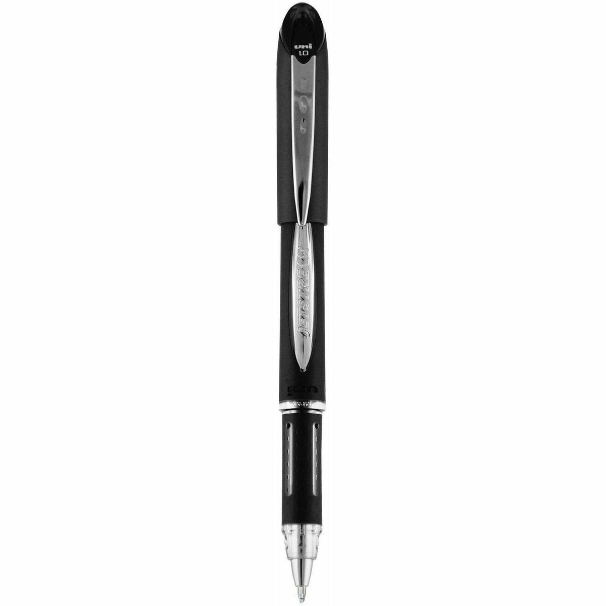 uniball™ Jetstream Ballpoint Pens - 1.0 mm Pen Point - Refillable - Black Ink - Pigment-based - Black Stainless Steel Ba