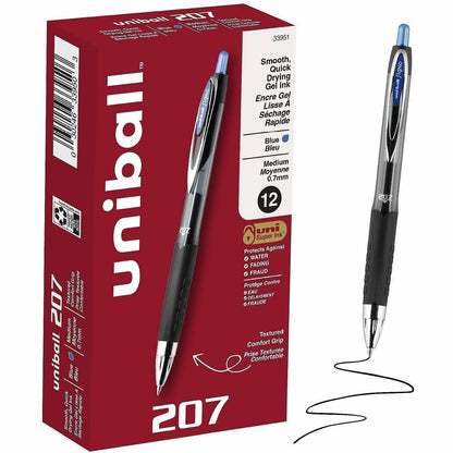 uniball™ 207 Gel Pen - 0.7 mm Pen Point - Refillable - Retractable - Blue Ink - Gel-based - 12 / Dozen